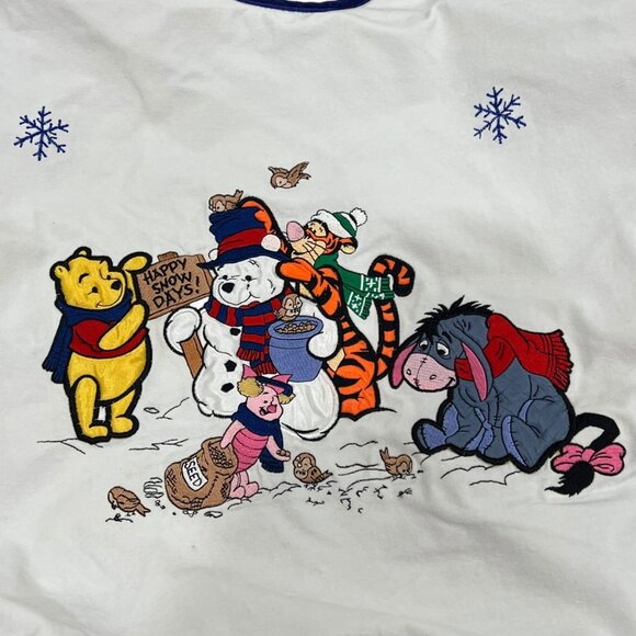 Disney Winnie The Pooh 1990s Christmas Tree Skirt Velvet Snowflake Blue Trim - Picture 6 of 7